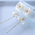 白い花かざりの2wayノンホールピアス