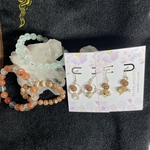 まゆ様専用★エメラルドグリーンファントムブレスレット＆フェルドスパーサンストーンブレスレット＆チョコレートインカローズブレスレット＆チョコレートインカローズピアス2品