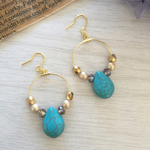 ターコイズ♡しずくフープピアス