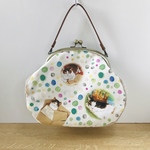 がま口バッグ(猫と水玉)