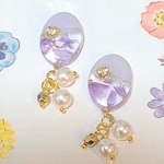 ラベンダーパープル×パールピアス