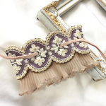 インド刺繍 リボン ポニーフック ラップリボン リボンラップ パープル×レース