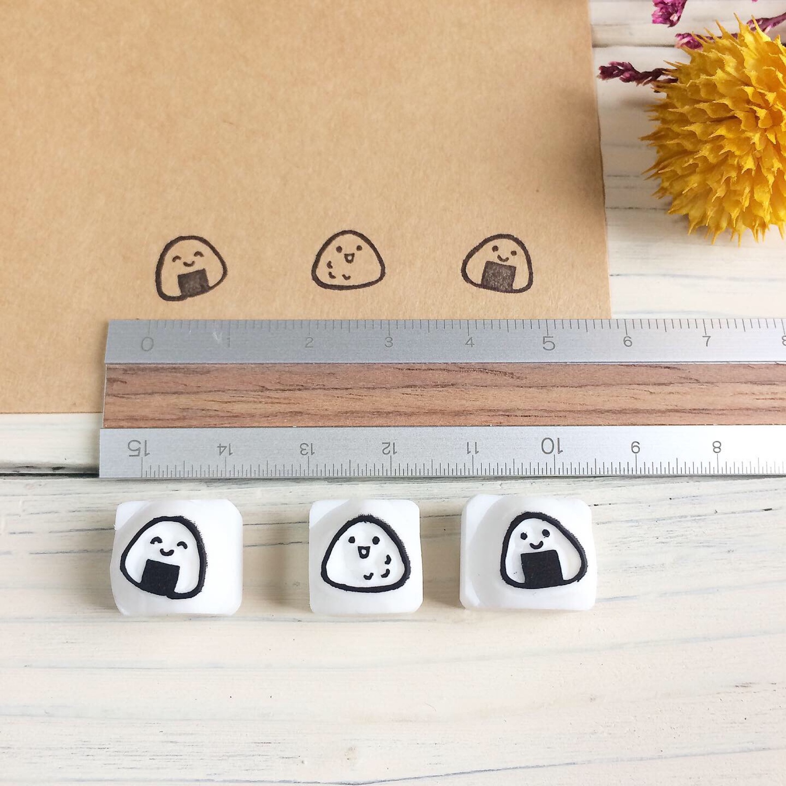 にっこり可愛い＊小さなおむすびの消しゴムはんこセット - nijiiro