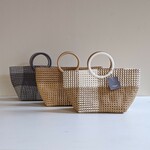 ■受注制作■カゴバック チェックSS 持ち手丸