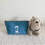 ファスナー付きminiポーチ(ターコイズブルー×グレー)