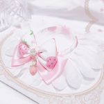 ラスト♡ダブルシフォンケープ首輪【Strawberry party】🍓ピンクベリーぷっくりリボン🍓パールいちごチャーム