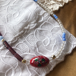 two-tone color ブラウン×クリア　レトロ🌼フラワー　ビーズネックレス