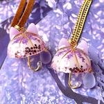猫耳アンブレラ　藤色の傘　ネックレス　ペンダント　サージカルステンレス　夏　雨　梅雨　レジン　花　フラワー　ギフト　プレゼント　母の日　ねこ　チェコビーズ　ドロップ　雫
