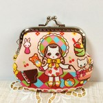 レトロポップな可愛い花ちゃん*文化人形*がま口ポーチB