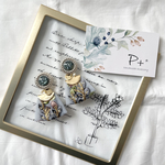 キラキラブルー♡インド刺繍リボンピアス