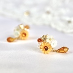 向日葵の花束ピアス/イヤリング（トパーズカラークリスタルガラス）