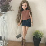 ドール服　デニムミニスカート＆ニットノースリーブカットソーのセット　リカちゃん　ブライス　