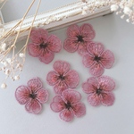 4pcs ＊刺繍 フラワー モチーフ （アンティークパープル）（0247）