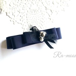 ✳︎✳︎silver beads✳︎✳︎リボンバレッタ(ネイビー)