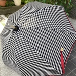 チェック柄の日傘リネン100%