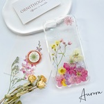 紫陽花 千鳥草 押し花スマホケース 全機種対応  iPhoneSE (第3世代)  iPhone13  Xperia XZ1 Google Pixel 5 GalaxyS20 AQUOS R6  