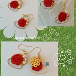 ☆★美麗★☆真っ赤な薔薇とオープンハートのフックピアス