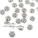 18pcs) antique silver flower beads