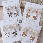 【金属アレルギー対応】和紙とお花の2wayピアス(イヤリング)
