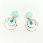 レジン　エメラルドブルードロップ　イヤリング  * ピアス