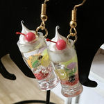 ミニチュア フルーツソーダフロートのピアス or イヤリング