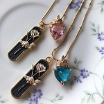 black Rose🌹プレート　【ブルー】ガラスハート　ネックレス