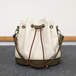 duf-ars様専用  巾着バッグ カーキ×生成  ・  Mサイズ ベージュ×カーキ  