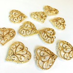 ぷっくりハート型チャームC羽(4個)ゴールド 102KI273