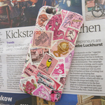 外国切手コラージュ★iPhone6/6Ｓケース（ピンク）