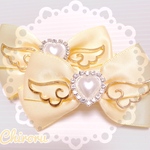 ໒꒱·̩͙⋆.* エンジェル ハート  ໒꒱·̩͙⋆.* ( イエロー × ゴールド ) ヘアクリップ 羽モチーフ 量産型 リボン ロリィタ ゆめかわ 黄色