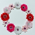 クラフトパンチのお花シール✿30枚✿pink×red