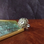 まるで宝石💎ビジューボタンの リング【フリーサイズ　シルバー】 