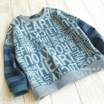 【size110】ドルマンカットソー〈 crossword柄・TOP杢オールドブルー〉