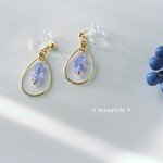 再販＊可憐なラベンダーの花一輪ノンホールピアス（イヤリング）＊タンザナイト＊ピアスに変更可能＊母の日