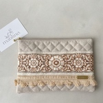 embroidery flat pouch L / インド刺繍リボンのフラットポーチ