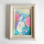 ポストカードサイズの原画　うさぎとカタツムリ