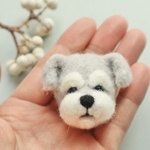 もこもこシュナウザーのブローチ 羊毛フェルト