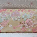 和柄　金襴生地　桜に藤格子 クリーム (金箔)　ハンドメイド　長財布