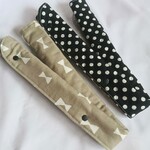 ずれが気にならない♡ お名前タグつき 超ロング 水筒肩ひもカバー 【リボン／ドット】