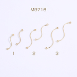 M9716-3  12個 コネクターチャーム スティック S型 2カン付き ゴールド  3x（4ヶ）