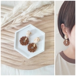 Mugiwara　　　　　　　　　　　　　　　　　　　　　　　ウッド ウッドピアス ピアス カボション 夏 夏アクセサリー イヤリング  大ぶり 可愛い 