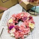 紫陽花 ラナンキュラス pink×pink mini リース《送料込み》