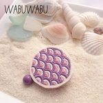 ぷちっと刺繍ブローチ『波間』・紫