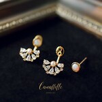 【◆再入荷◆】オパール・スタッズ＆パールのバックキャッチ・ピアス  ~éventail~