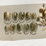 *現品 No.039 ネイルチップ　GREEN × GOLD