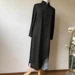 古布の黒留のアオザイ風コートドレス／着物リメイク・一点物