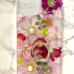 iPhoneケース､iPhoneカバー､押し花ケース､スマホケース､押しフルーツ､押し花､押し花カバー､スマホカバー､押しフルーツケース､押しフルーツカバー､Android 花 花柄リング付き、お花