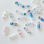 New!【チェコグラスビーズ】ロングチューブ14/4mm ラスター - クリスタルカラー 20個