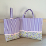 《0426-shioriさまオーダー品》花柄×パープルストライプ♡レッスンバック【入園・入学】