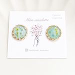 【ブルーハワイ】押し花の小粒ピアス/イヤリング